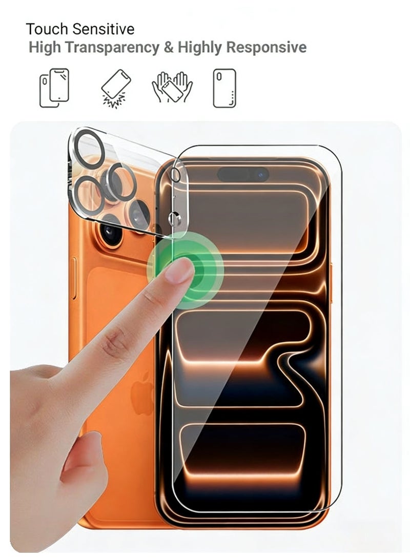 مستقبل نوفا تتضمن مجموعة الحماية 2+1 لهاتف Apple iPhone 17 Pro Max واقي عدسة الكاميرا المعدني [أبيض] + واقي شاشة من الزجاج المقوى للخصوصية [صلابة 9H، زاوية إشغال الشاشة 28 درجة] + واقي شاشة عالي الوضوح [نفاذية عالية للضوء، ملمس ناعم، مقاوم للكسر]. - Image 2